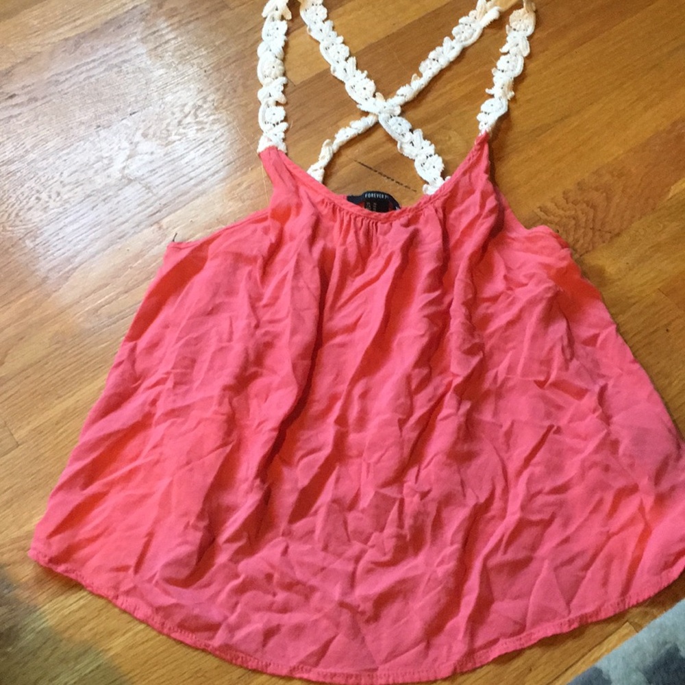 top with lace crossing